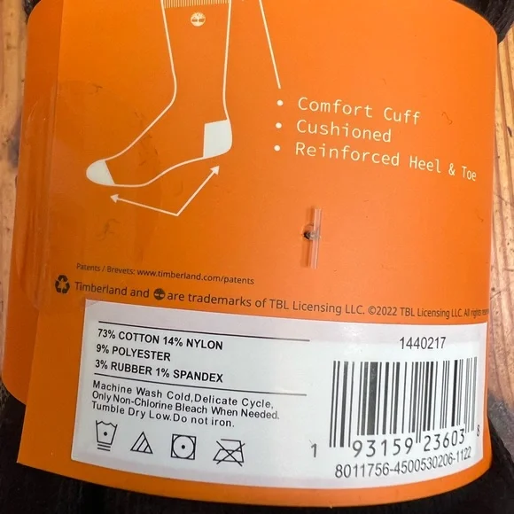 TIMBERLAND 6 pack Cushioned Men’s Black and Gray Marled socks NWT - Picture 3 of 6